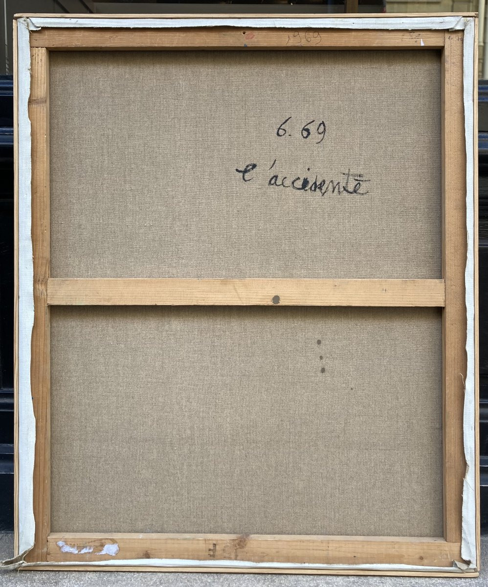 Emile Lafamé (1934-2017). l'Accidenté, 1969. Oil On Canvas, Signed And Dated.-photo-5