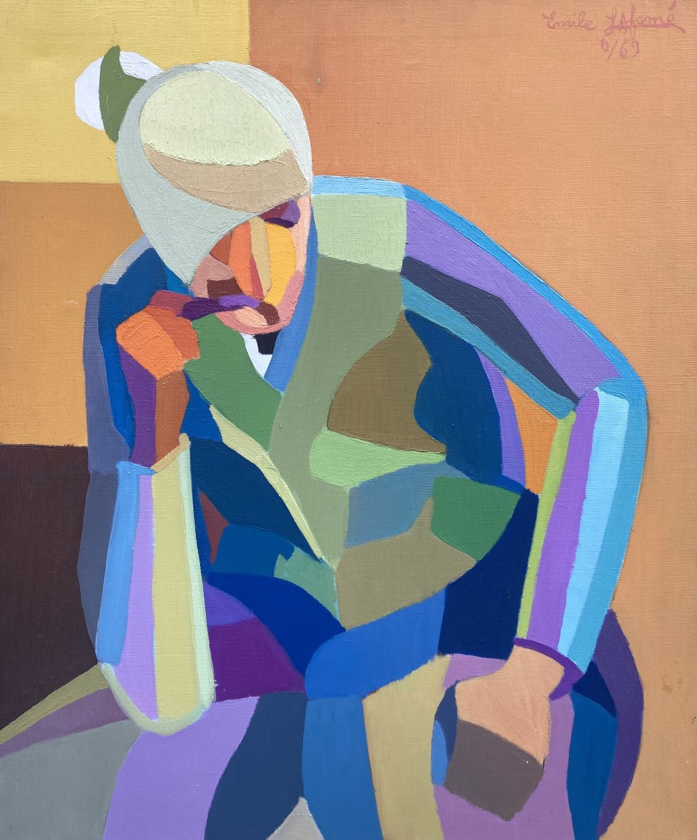 Emile Lafamé (1934-2017). l'Accidenté, 1969. Oil On Canvas, Signed And Dated.