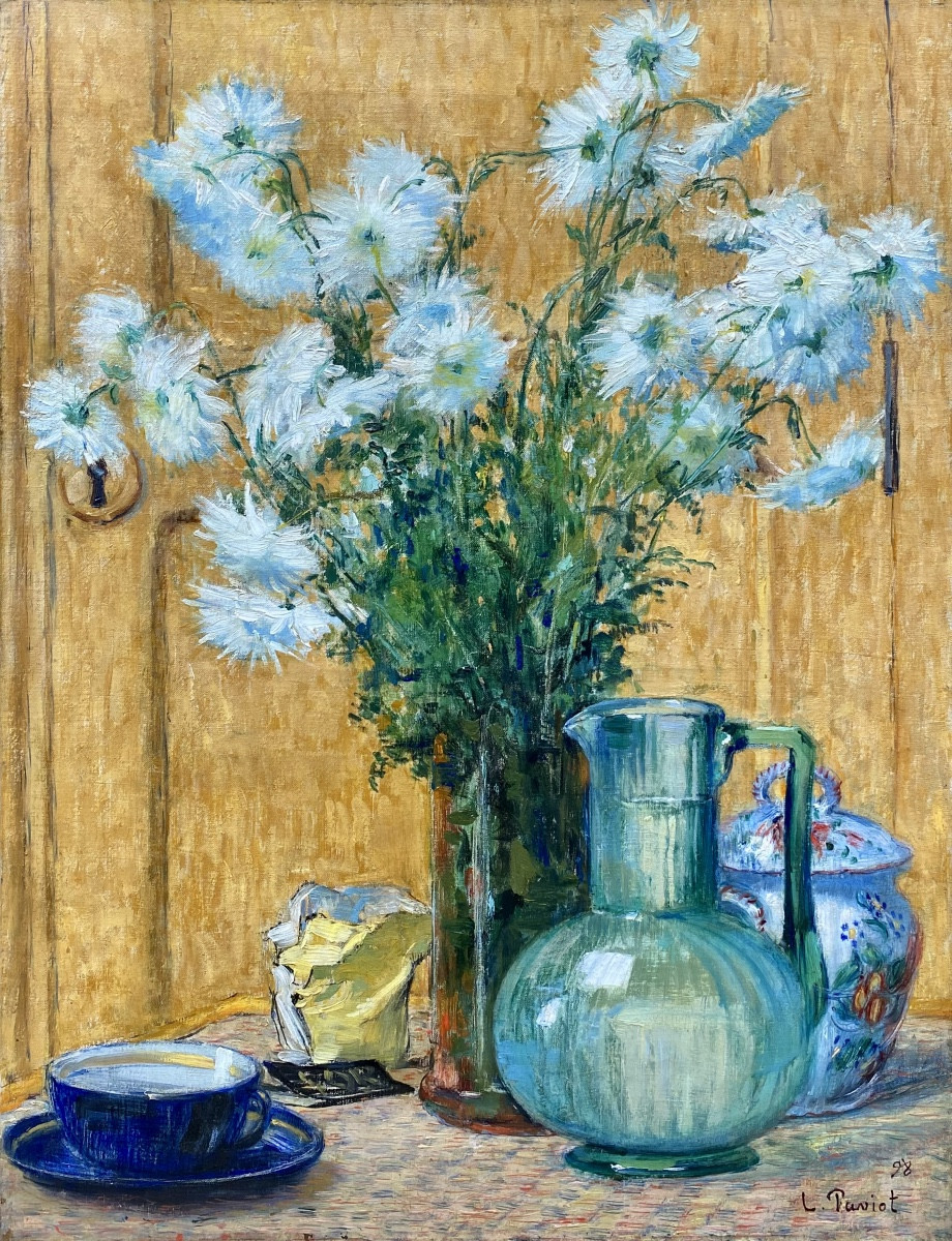 Louis-claude Paviot (1872-1943). Chrysanthemums. 1898. Oil On Canvas, Signed And Dated.