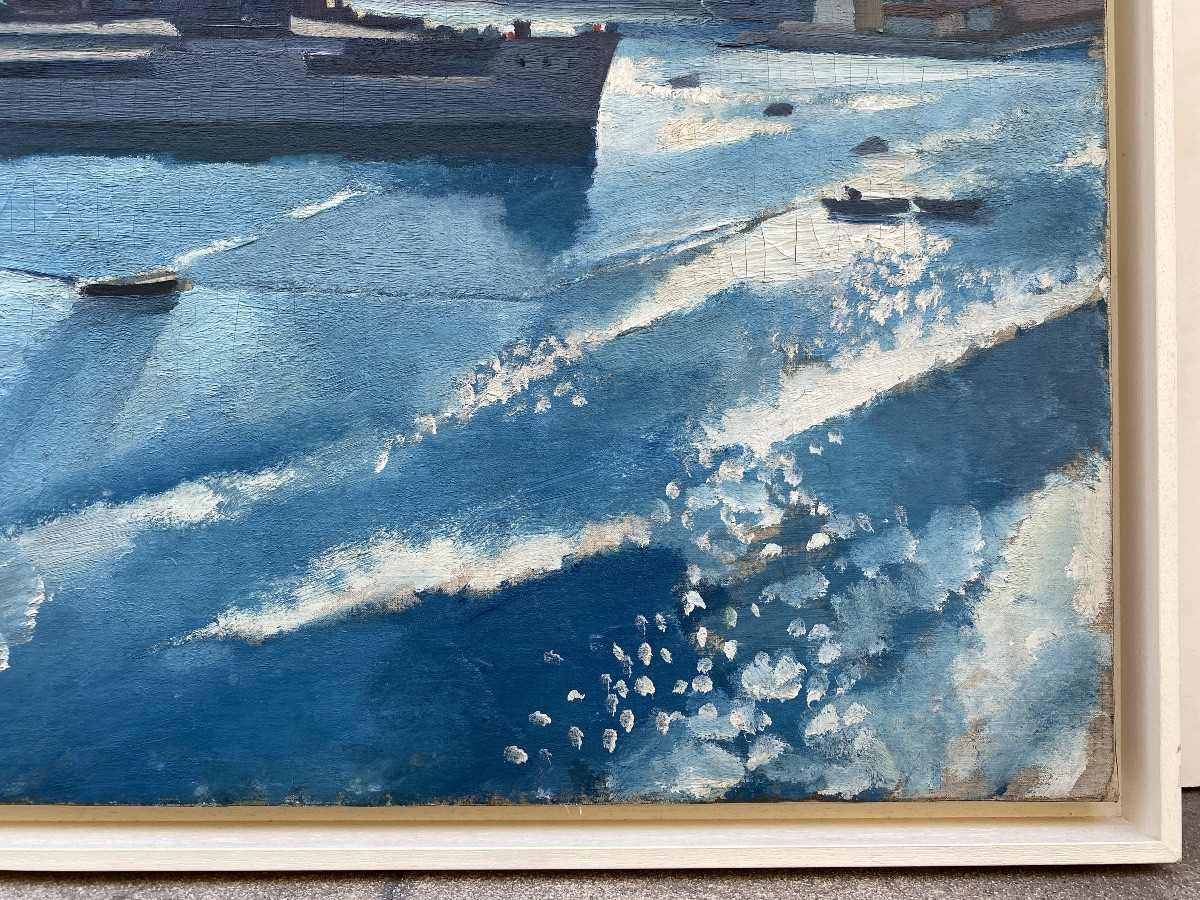 Jean Berque (1896-1954). The Harbor Of Toulon, 1926. Oil On Canvas.-photo-4