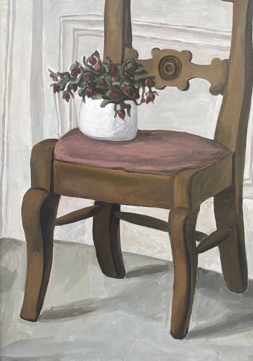 Maurice Leroy (1885-1973). La chaise, 1959. Huile sur toile-photo-3