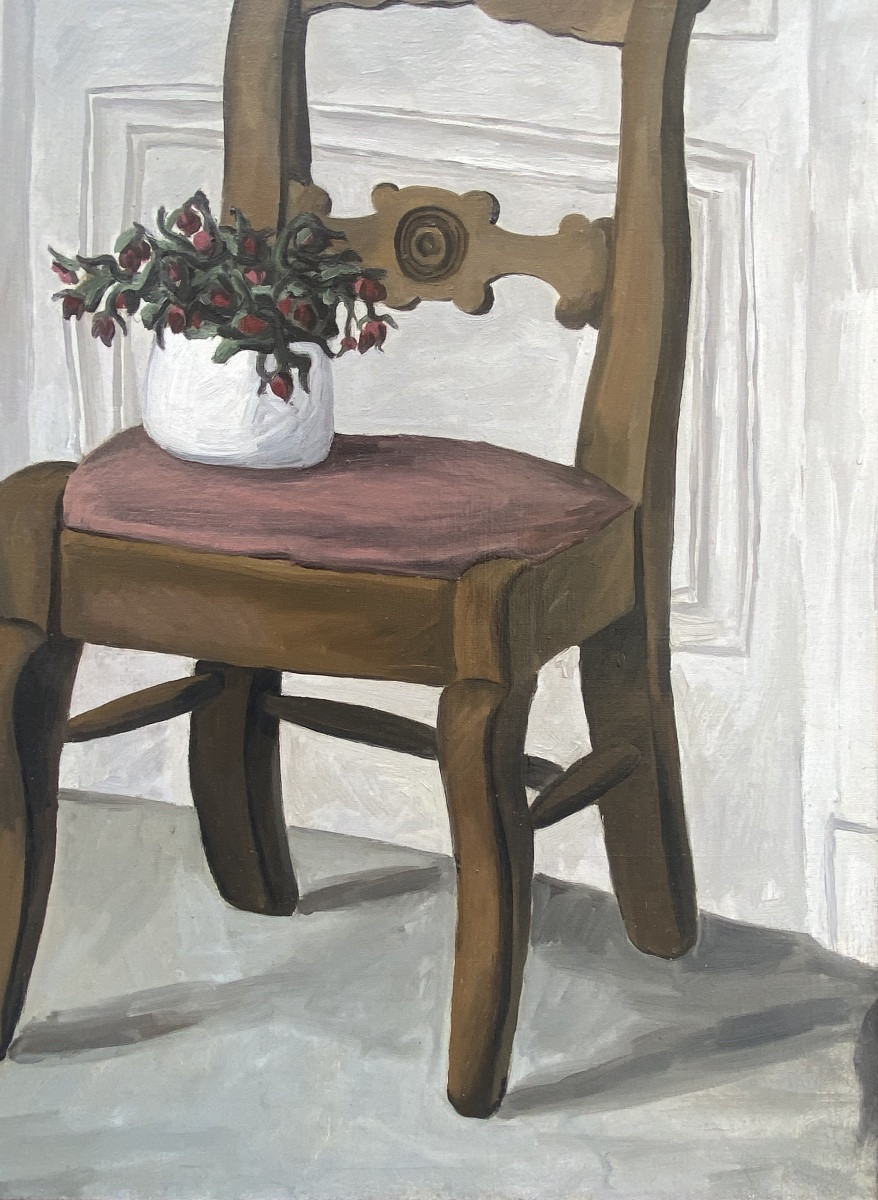 Maurice Leroy (1885-1973). La chaise, 1959. Huile sur toile-photo-4