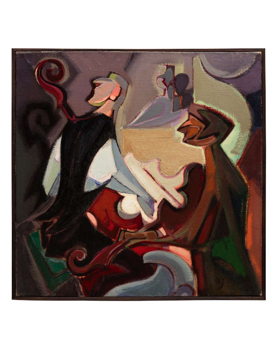 Roland Gaubert (1914-1997). Les musiciens, vers 1940. Huile sur toile.-photo-3