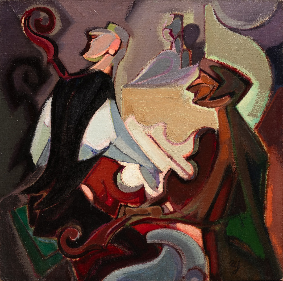 Roland Gaubert (1914-1997). Les musiciens, vers 1940. Huile sur toile.