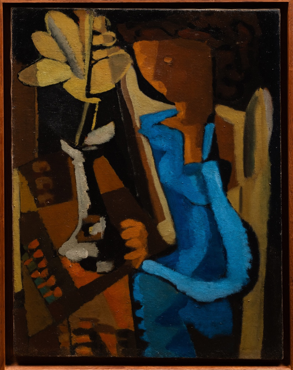 Mr. Weissman (active Around 1940). Young Woman With A Flower, 1948. Oil On Canvas.-photo-2