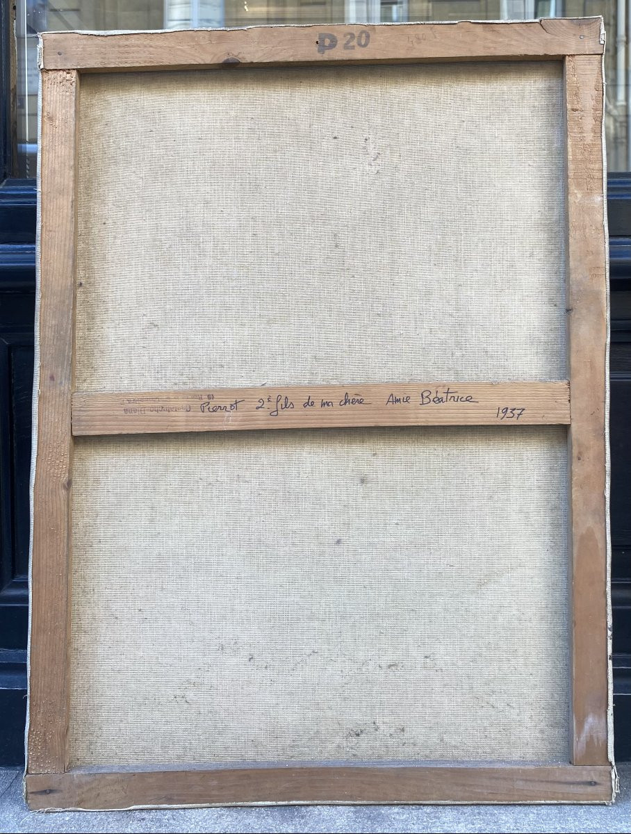 Claude Coquerel (Actif vers 1930). Portrait de jeune homme à Paris, 1937. Huile sur toile.-photo-7