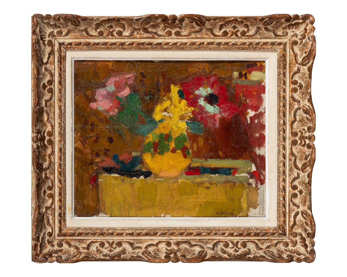 Henriette Deloras (1901-1941). Flowers. Oil On Canvas, Signed.-photo-1