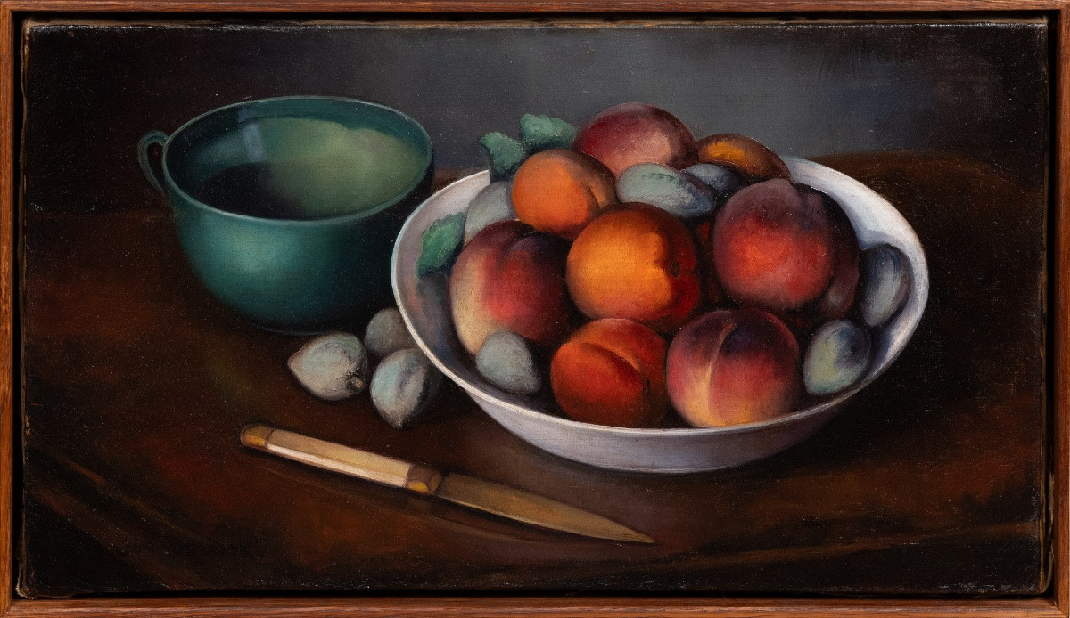 Charles JACQUEMOT (1879-1945).  Pêches et amandes. Huile sur toile.-photo-2