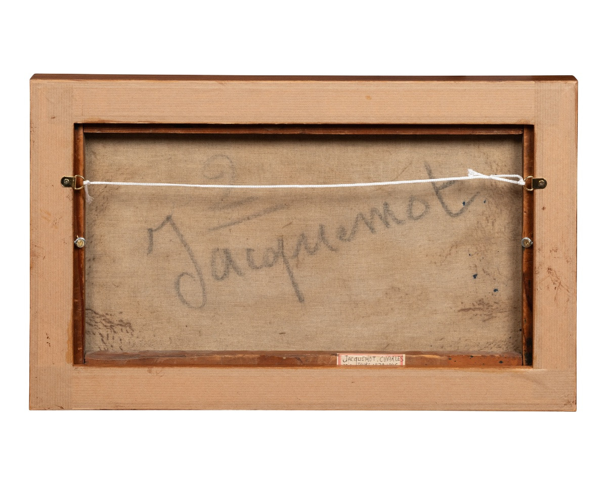 Charles JACQUEMOT (1879-1945).  Pêches et amandes. Huile sur toile.-photo-4