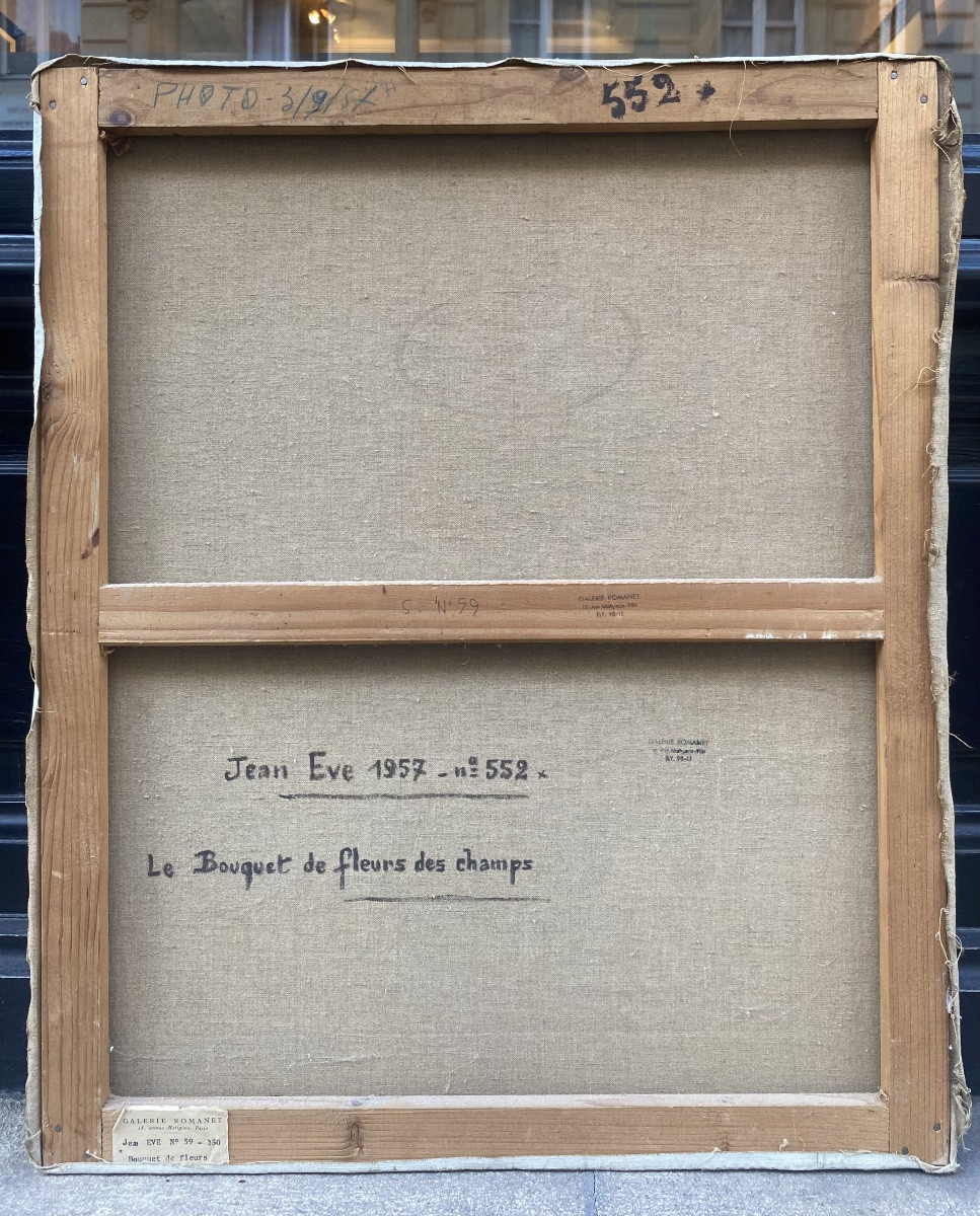 Jean Eve (1900-1968). The Bouquet Of Wildflowers, 1957. Oil On Canvas, Signed.-photo-4