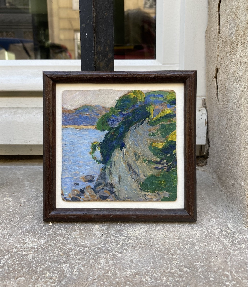 Fernand Lantoine (maretz 1876 - Paris 1956).  Coastal Landscape. Oil On Cardboard, Signed.-photo-3