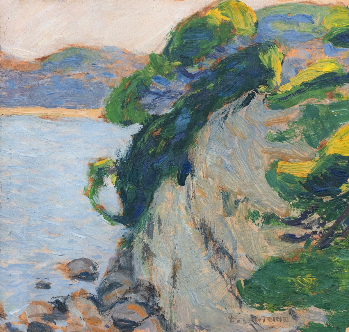 Fernand Lantoine (maretz 1876 - Paris 1956).  Coastal Landscape. Oil On Cardboard, Signed.