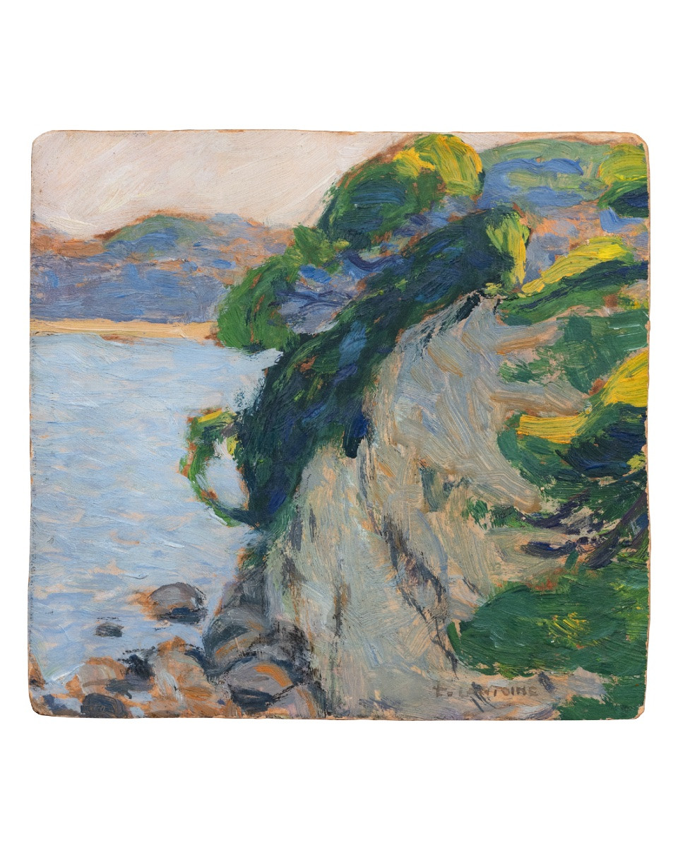 Fernand Lantoine (maretz 1876 - Paris 1956).  Coastal Landscape. Oil On Cardboard, Signed.-photo-2