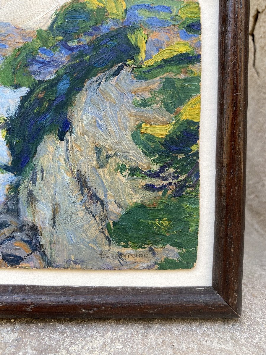 Fernand Lantoine (maretz 1876 - Paris 1956).  Coastal Landscape. Oil On Cardboard, Signed.-photo-4