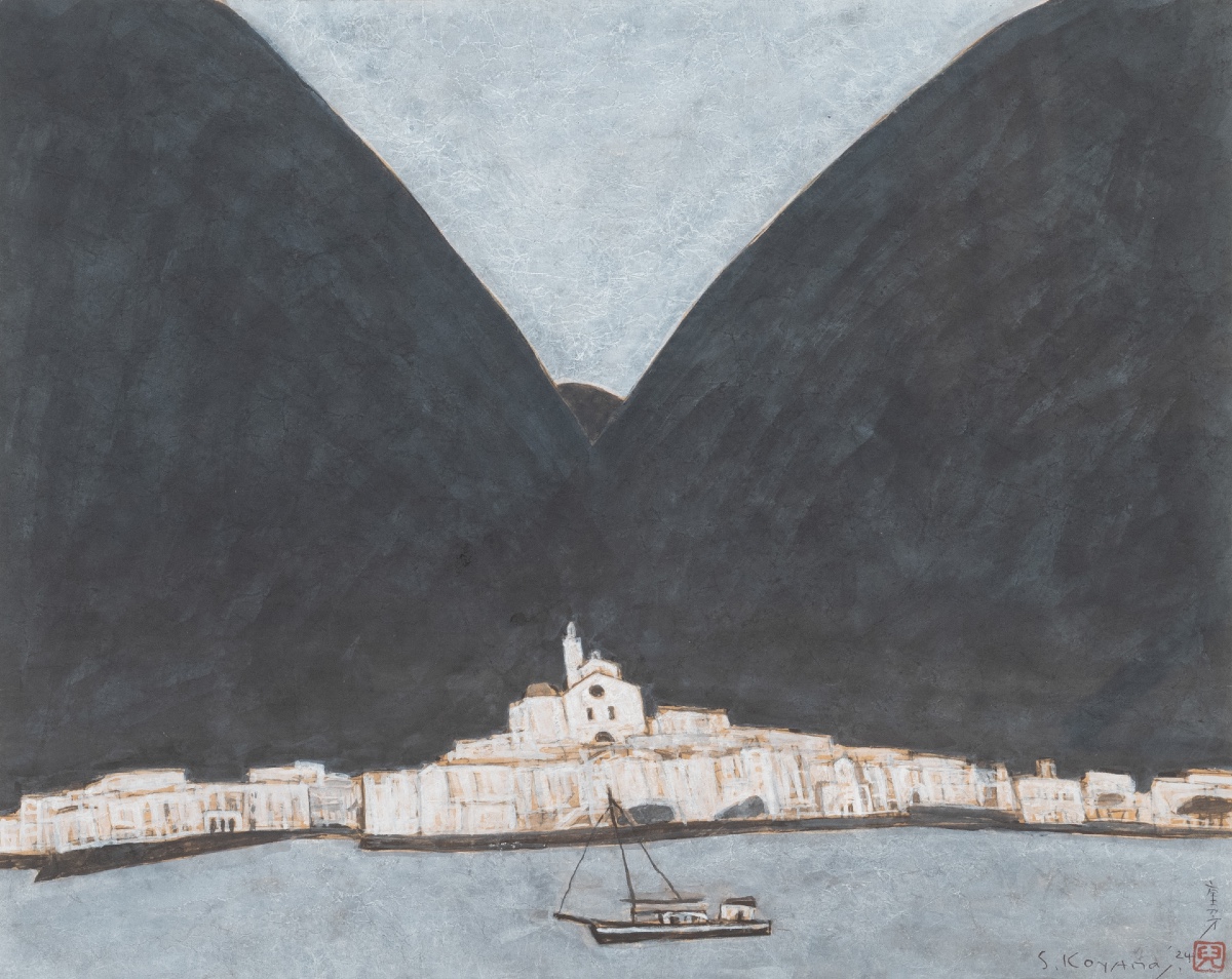 Shigeyoshi Koyama (Né en 1940). Vue de Cadaquès. 2024. Aquarelle, signée.