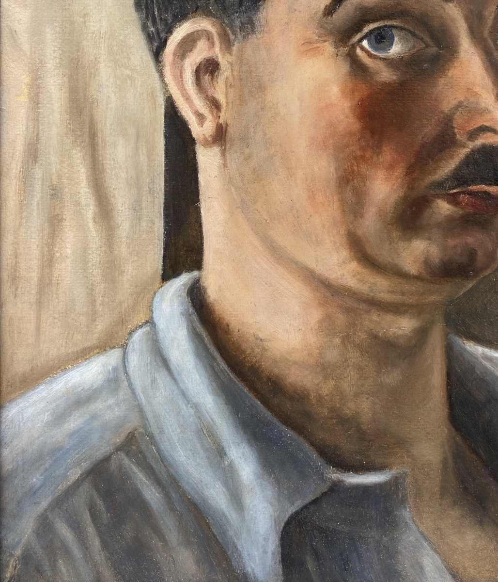 Louis GOYET (1907-1982). Portrait d’homme. Huile sur carton. -photo-4