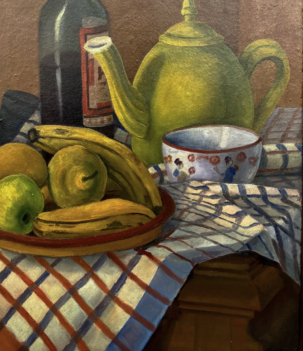  Louis GOYET (1907-1982). Composition sur la nappe. Huile sur carton.  -photo-1