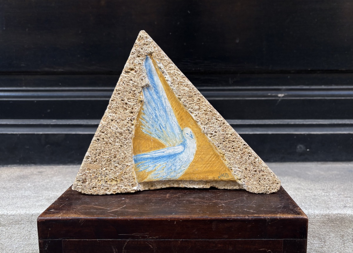 Jeanne-marie Bertaux (1924–2024). Bird In Flight. Fresco Painting On Stone.-photo-2