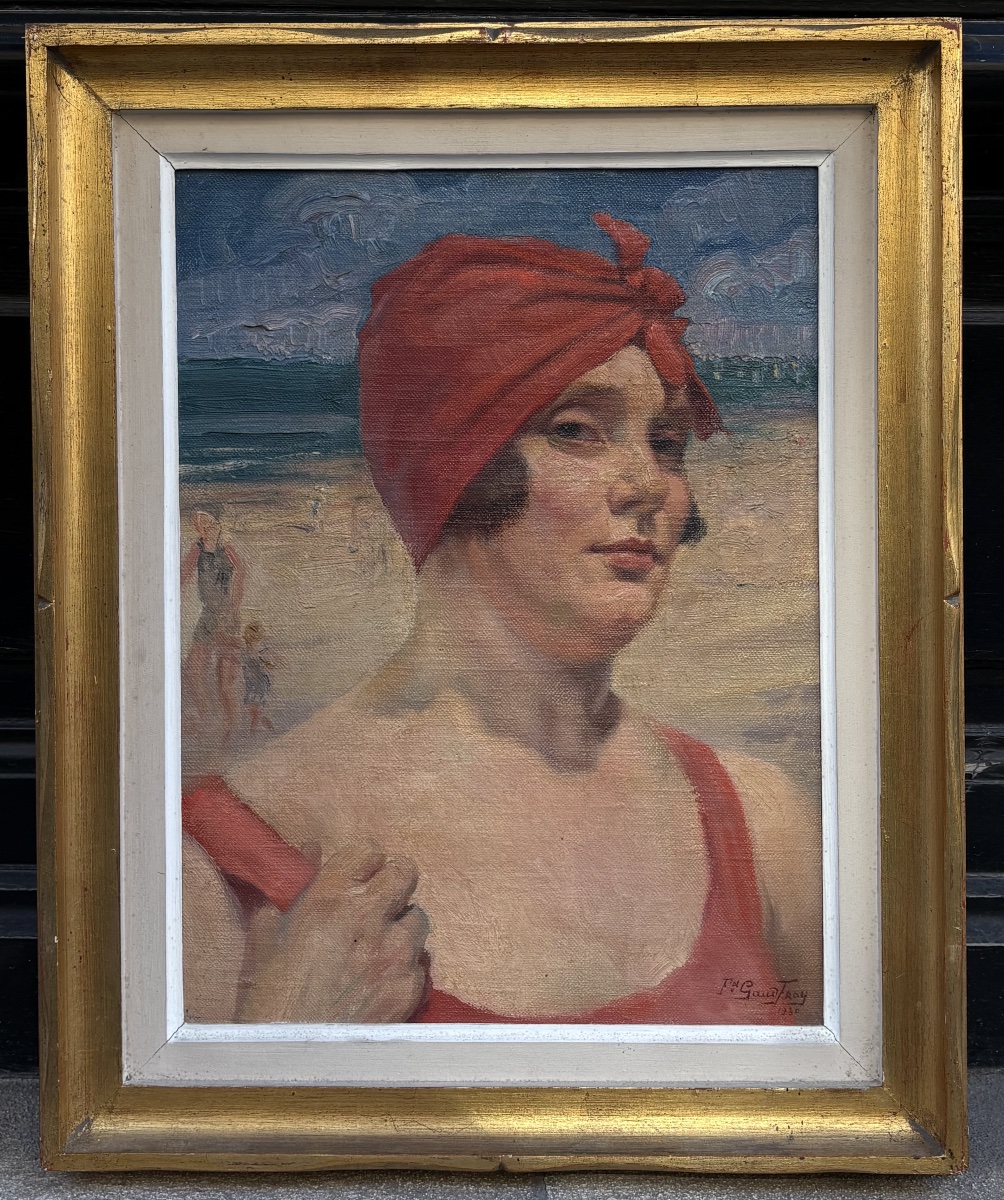 Fernand Gaudfroy (1885-1964). Portrait de baigneuse, 1930. Signée et datée. -photo-2