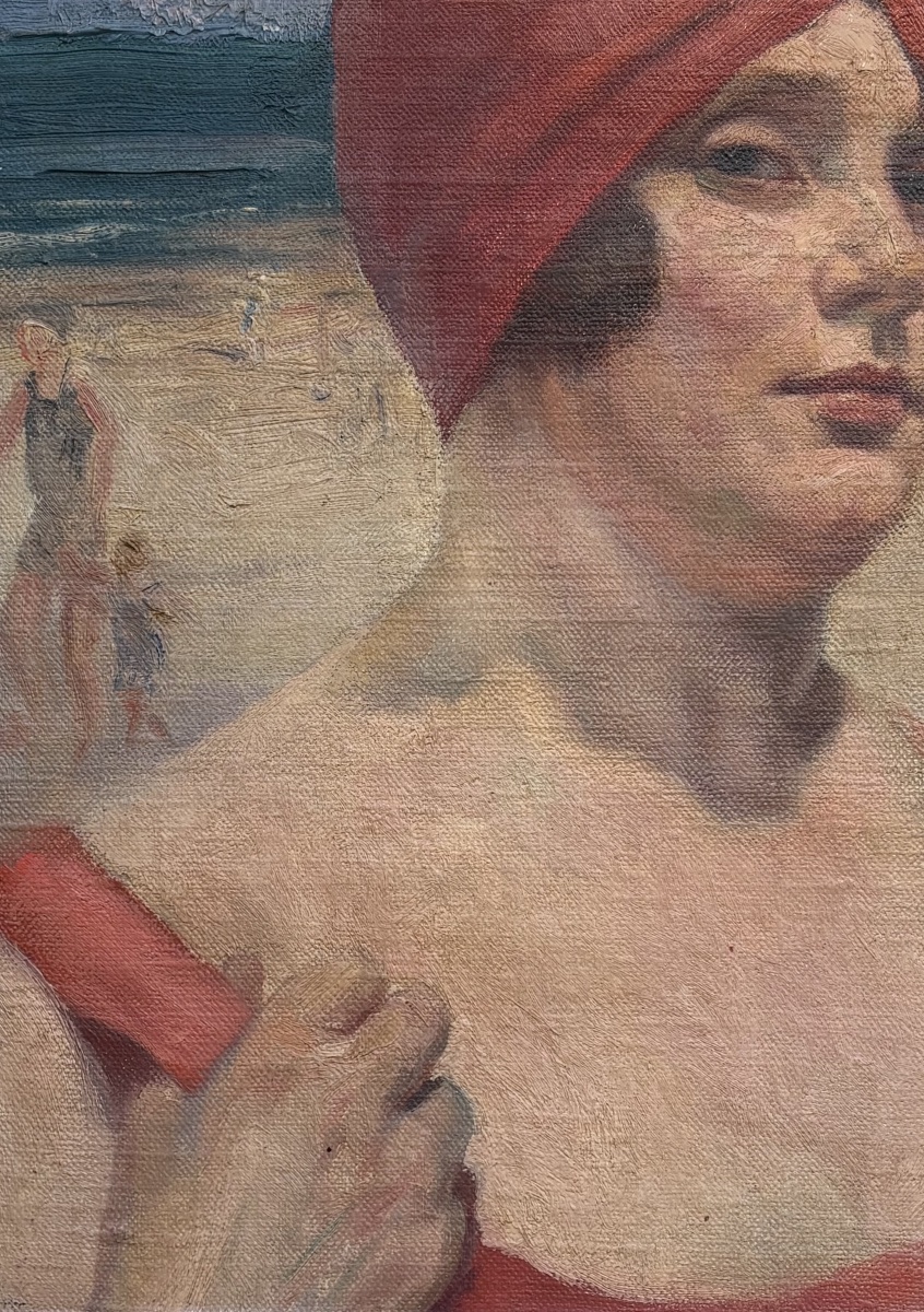 Fernand Gaudfroy (1885-1964). Portrait de baigneuse, 1930. Signée et datée. -photo-3