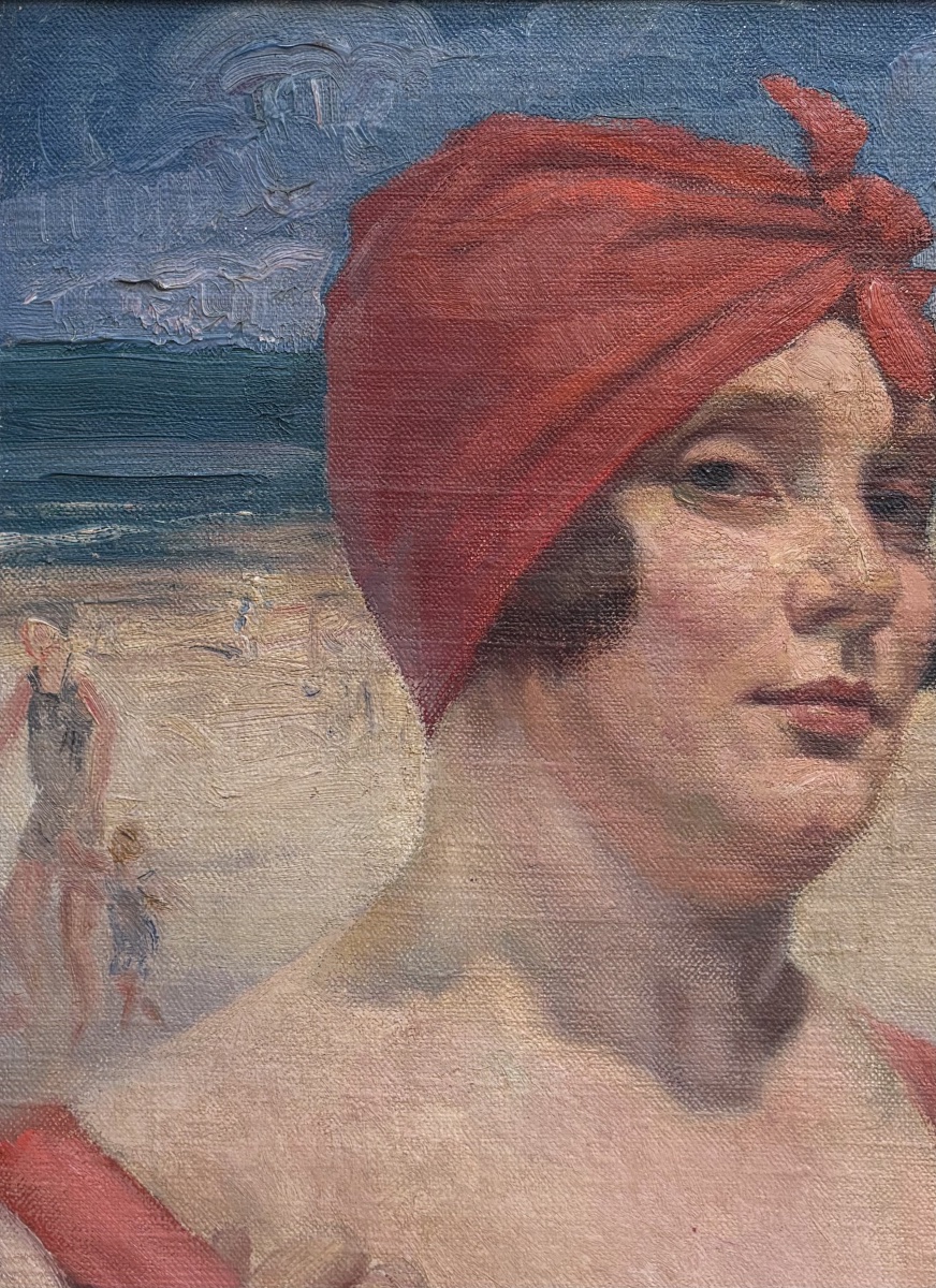 Fernand Gaudfroy (1885-1964). Portrait de baigneuse, 1930. Signée et datée. -photo-4