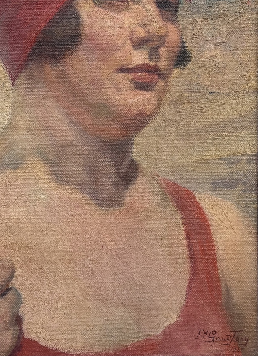 Fernand Gaudfroy (1885-1964). Portrait de baigneuse, 1930. Signée et datée. -photo-2