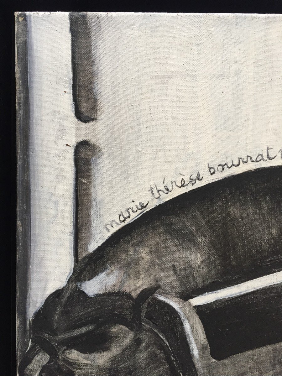 Marie Thérèse Bourrat (born In 1938). Le Téléphone, 1971. Oil On Canvas, Signed.-photo-2