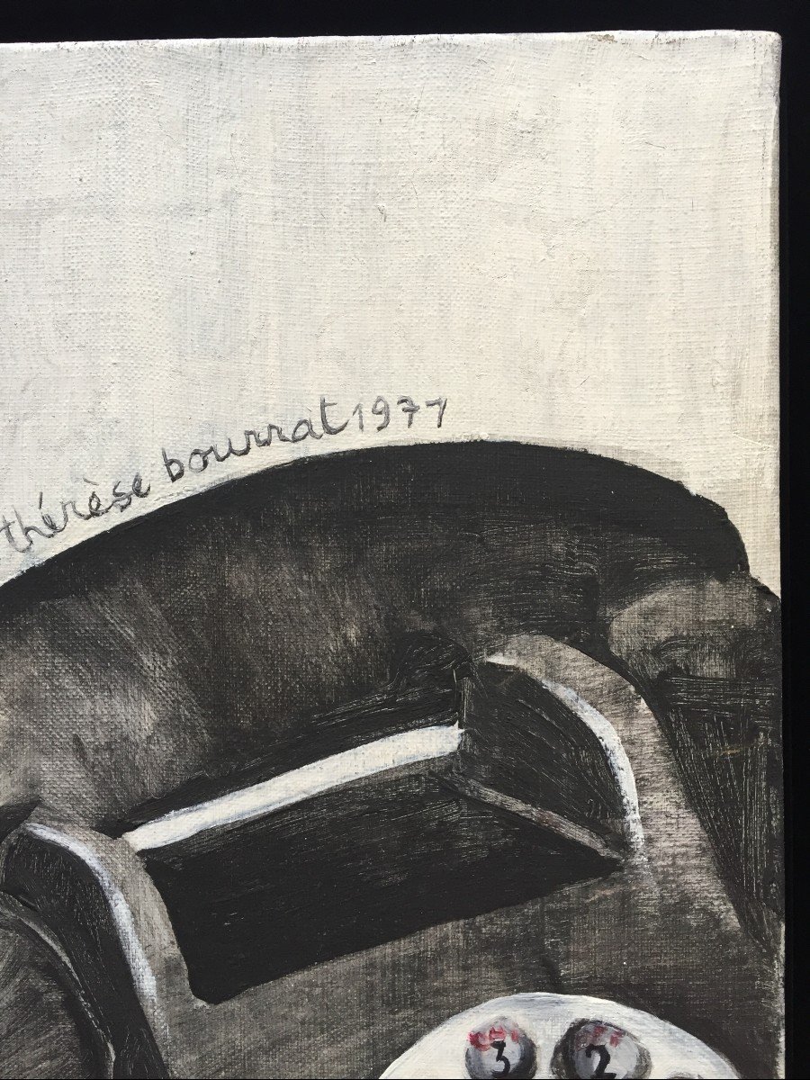 Marie Thérèse Bourrat (born In 1938). Le Téléphone, 1971. Oil On Canvas, Signed.-photo-3