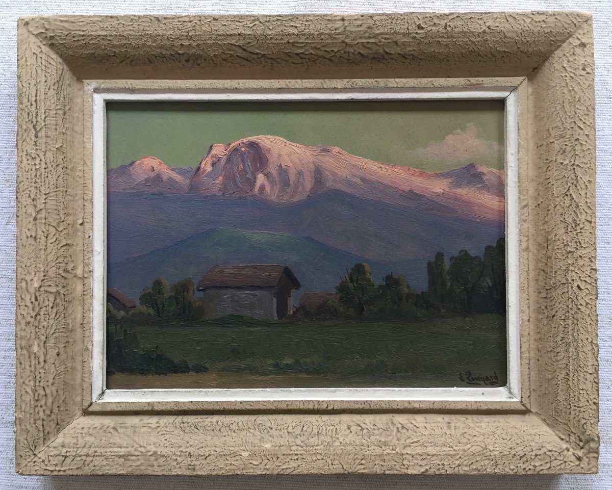 Lucien Quenard (1902-1995). Le Taillefer, Vue De Sassenage (Is&egrave;re). Huile Sur Panneau, Sign&eacute;.-photo-2