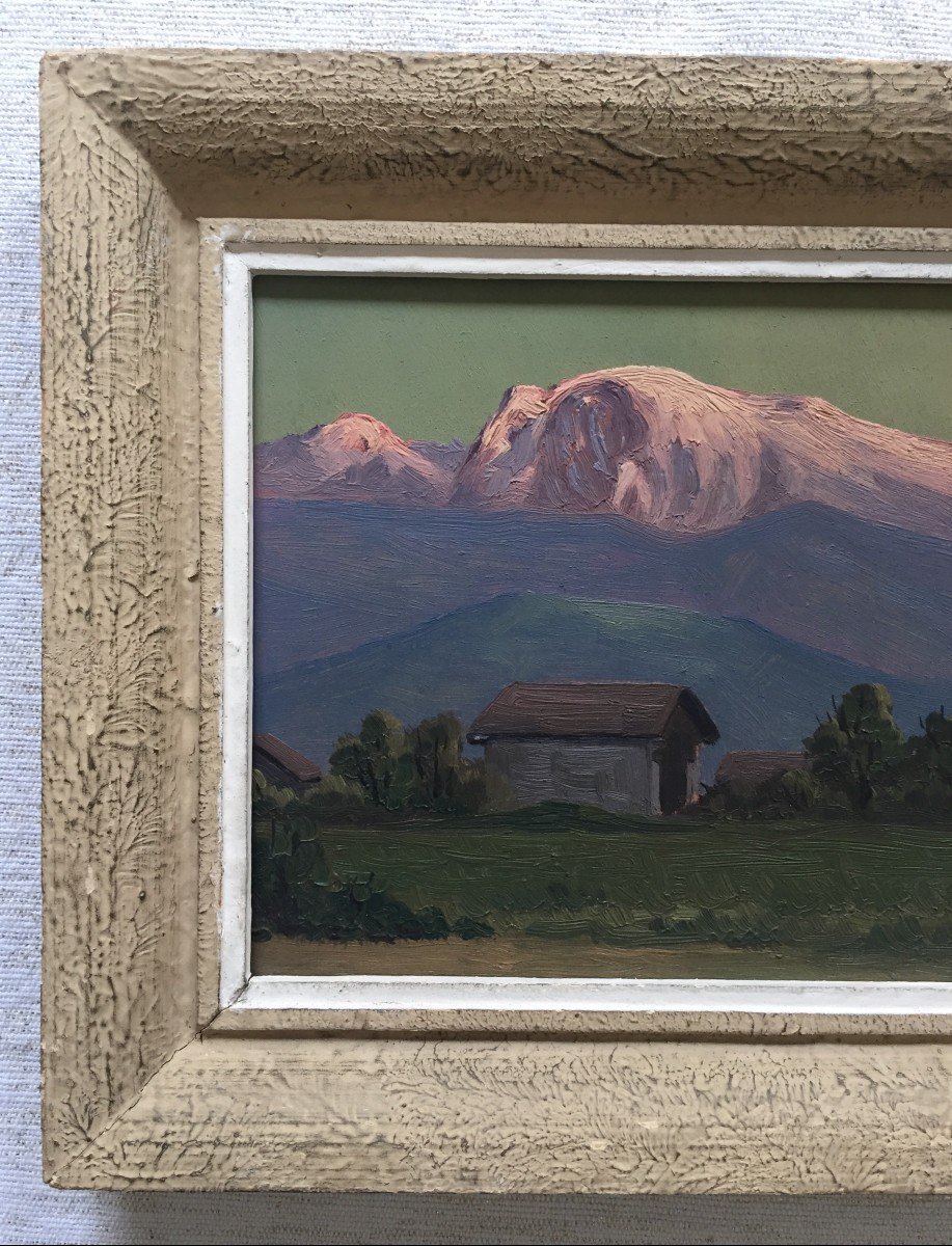 Lucien Quenard (1902-1995). Le Taillefer, Vue De Sassenage (Is&egrave;re). Huile Sur Panneau, Sign&eacute;.-photo-5