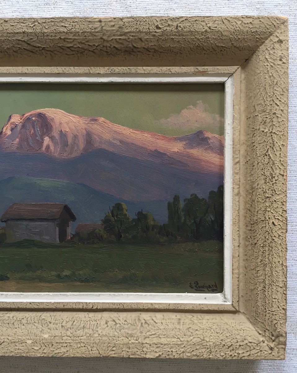 Lucien Quenard (1902-1995). Le Taillefer, Vue De Sassenage (Is&egrave;re). Huile Sur Panneau, Sign&eacute;.-photo-6