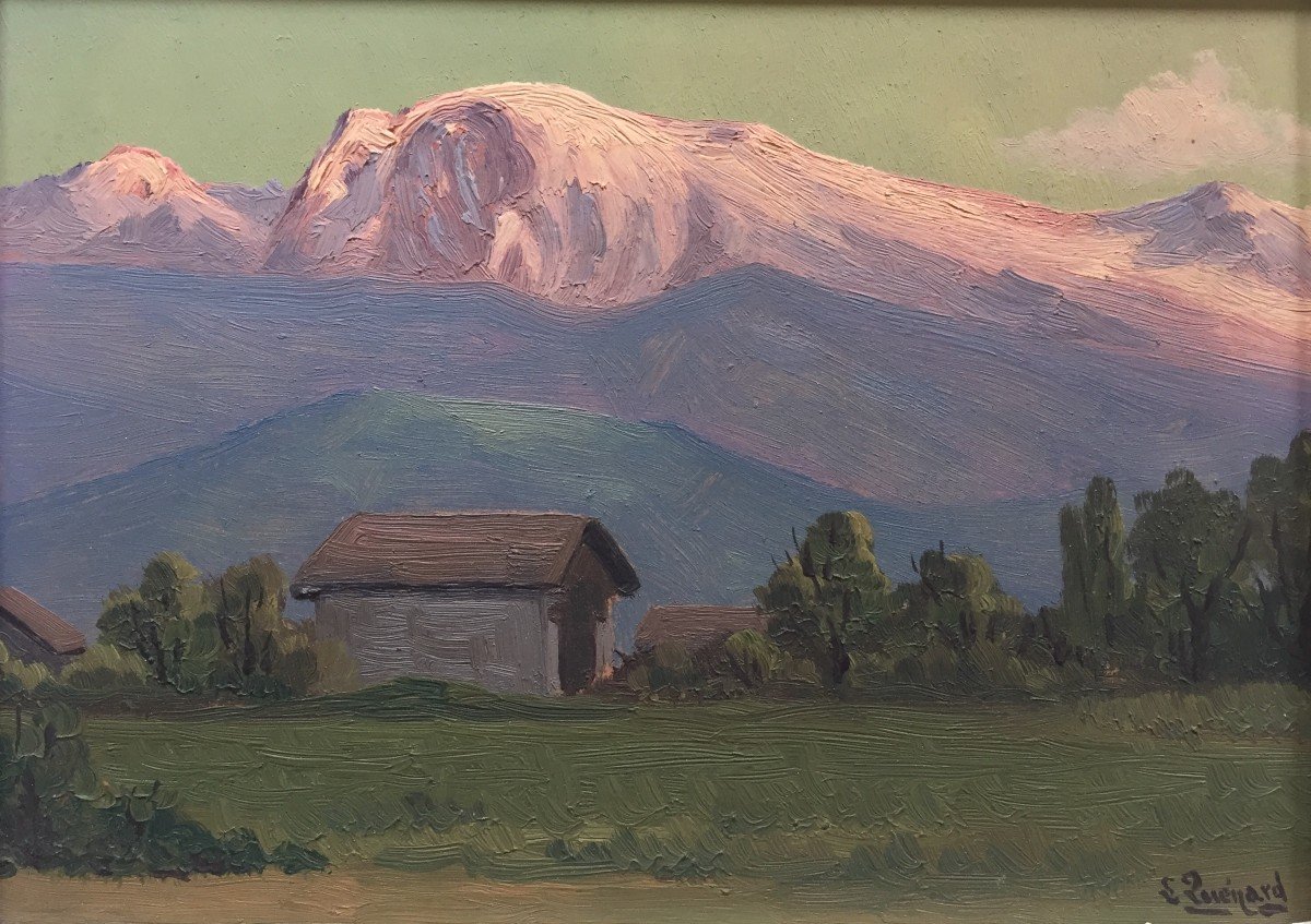 Lucien Quenard (1902-1995). Le Taillefer, Vue De Sassenage (Is&egrave;re). Huile Sur Panneau, Sign&eacute;.