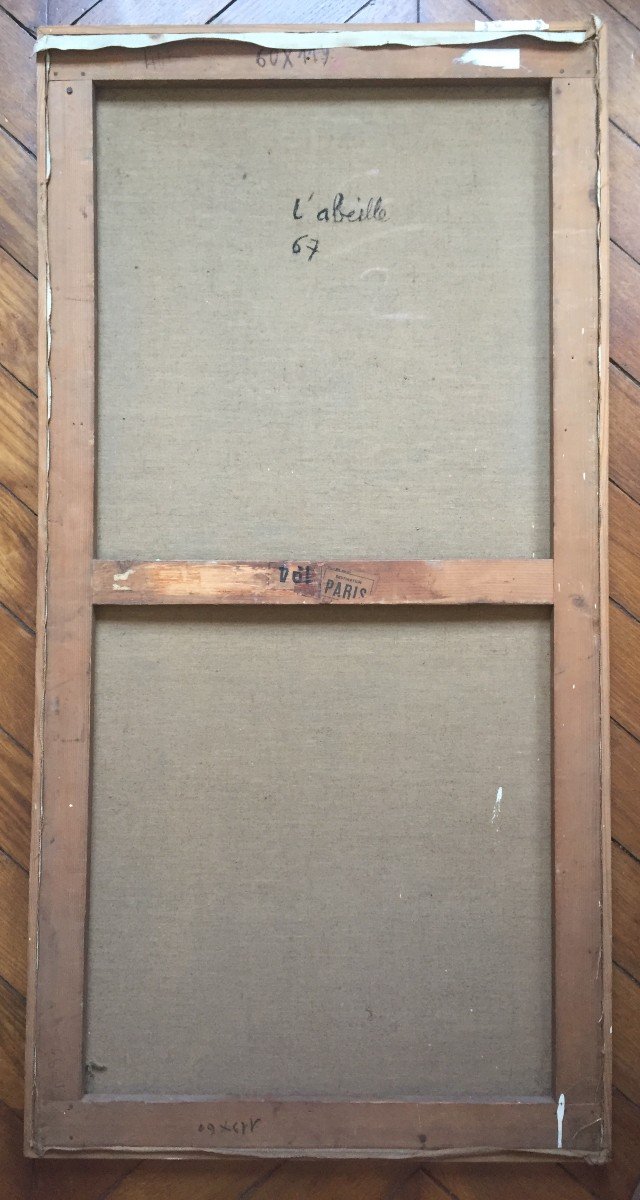 Émile Lafamé (1934-2017). L'Abeille, 1967. Huile Sur Toile, Signée Et Datée. -photo-4