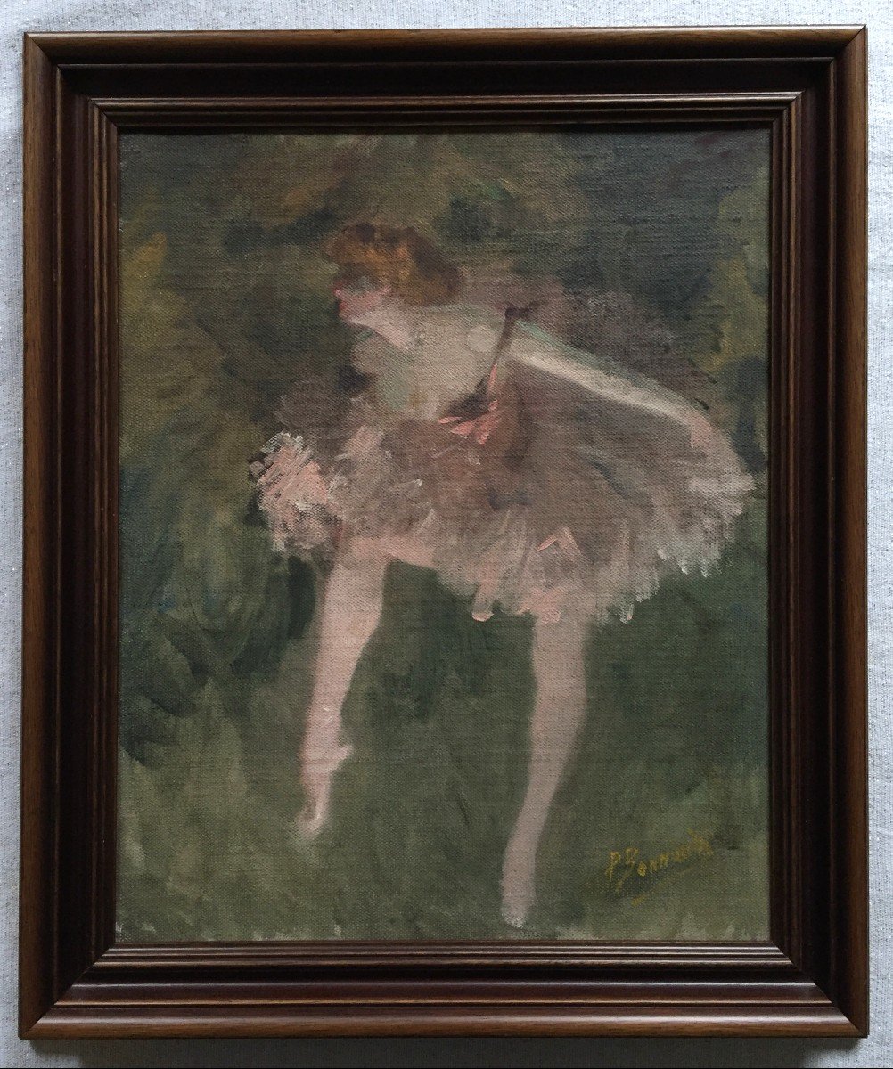 Pierre Bonnaud (1865-1930). Dancer. Oil On Canvas Mounted On Cardboard, Signed. Framework.-photo-2