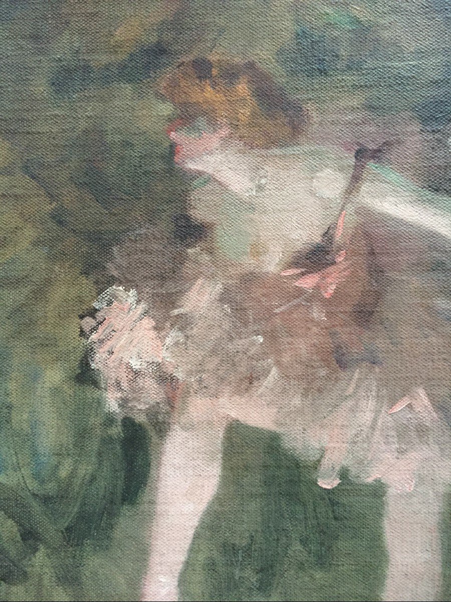 Pierre Bonnaud (1865-1930). Dancer. Oil On Canvas Mounted On Cardboard, Signed. Framework.-photo-7