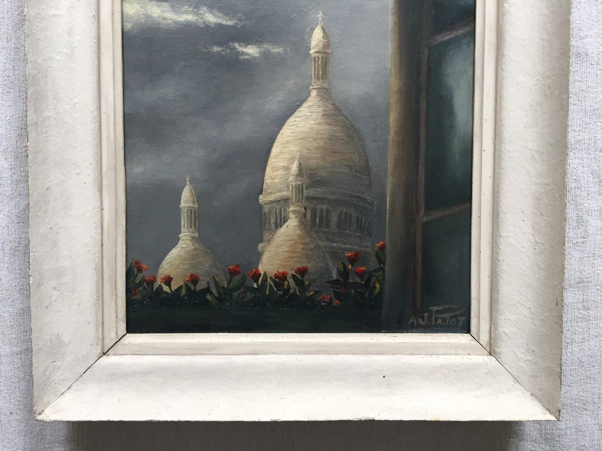 Aj Pajot (xxth). Basilica Of The Sacred Heart In Montmartre (paris) View From.. Stock Photo, Picture And Royalty Free Image. Oil.-photo-5
