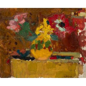 Henriette Deloras (1901-1941). Flowers. Oil On Canvas, Signed.