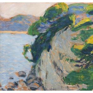 Fernand Lantoine (maretz 1876 - Paris 1956).  Coastal Landscape. Oil On Cardboard, Signed.