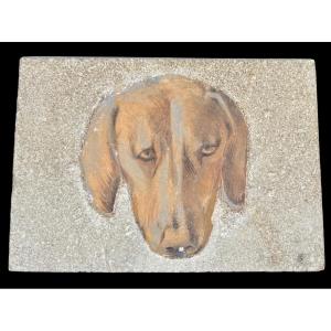Jeanne-marie Bertaux (1924–2024). Portrait Of “bambou.” Fresco Painting On Stone.