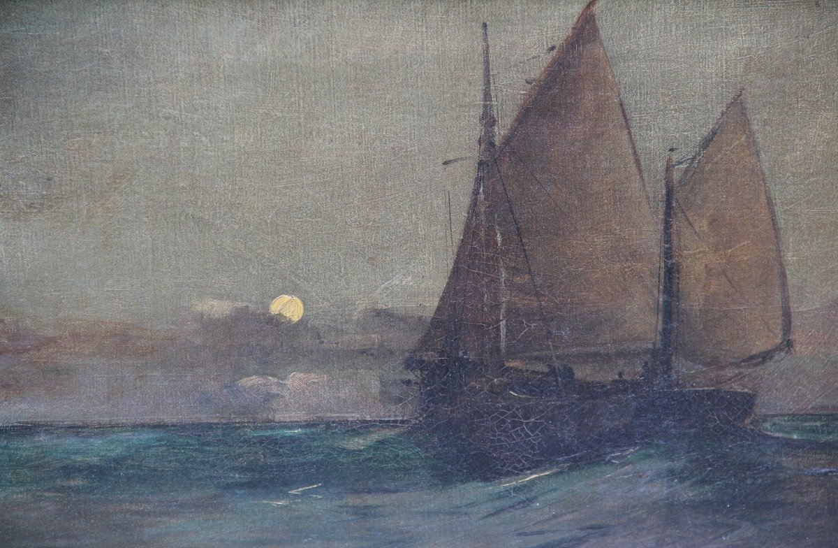 Voilier au soleil couchant par Arvid JOHANSSON (1862-1923)