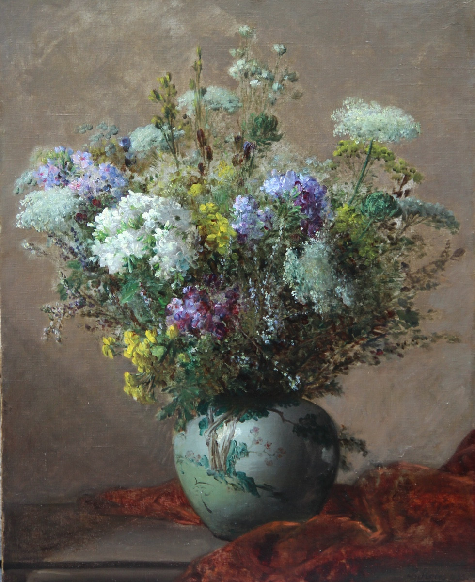 Flowers And Chinese Vase By Jean-baptiste Robie (1821-1910)-photo-2