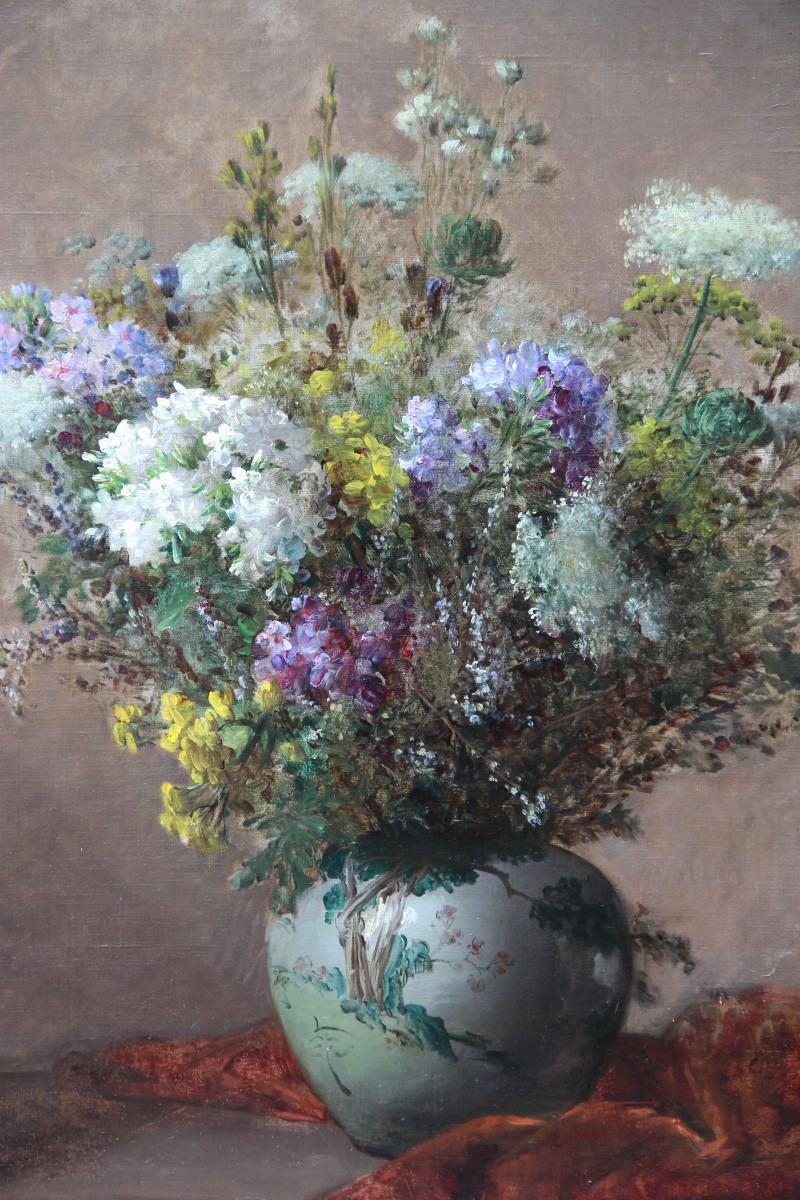 Flowers And Chinese Vase By Jean-baptiste Robie (1821-1910)-photo-3