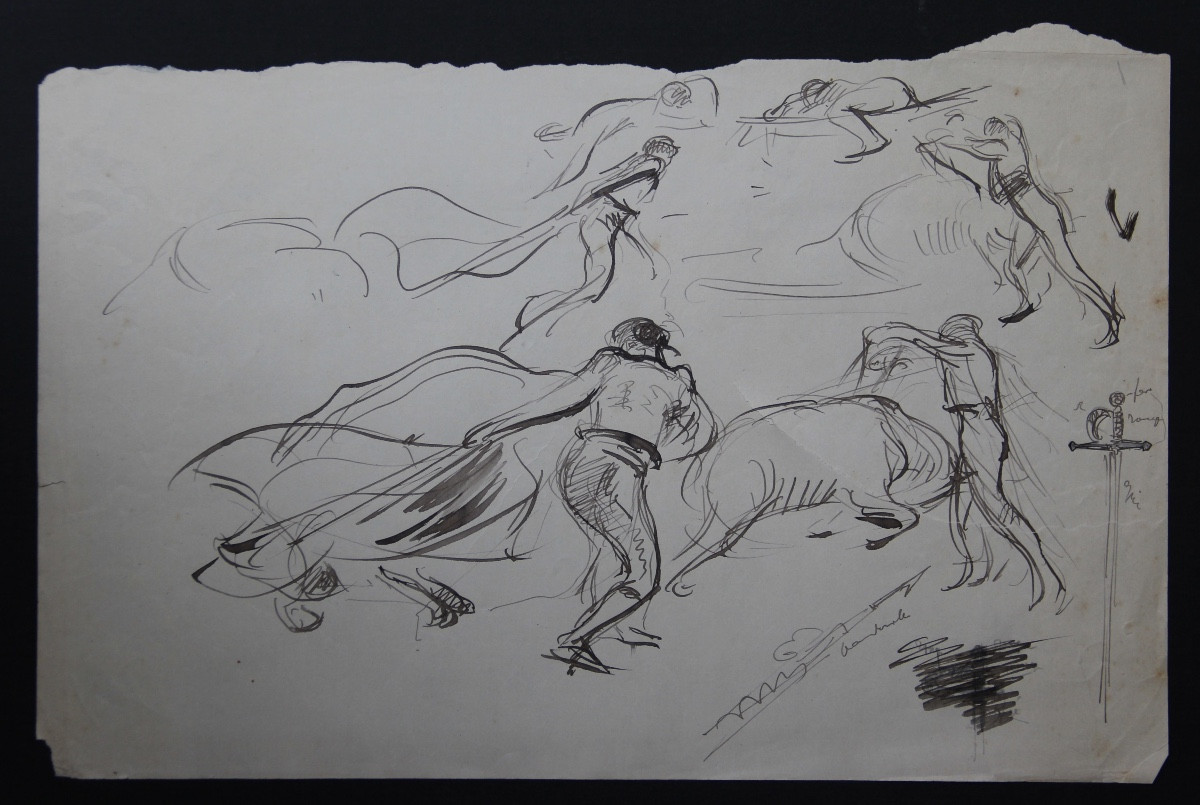 Scène de TAUROMACHIE par Victor PROUVE (1858-1943)-photo-2