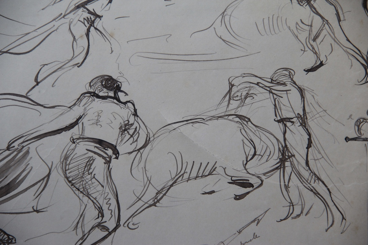 Scène de TAUROMACHIE par Victor PROUVE (1858-1943)-photo-3