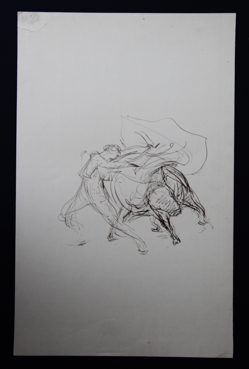 Bullfighting Scene By Victor Prouve (1858-1943)-photo-2