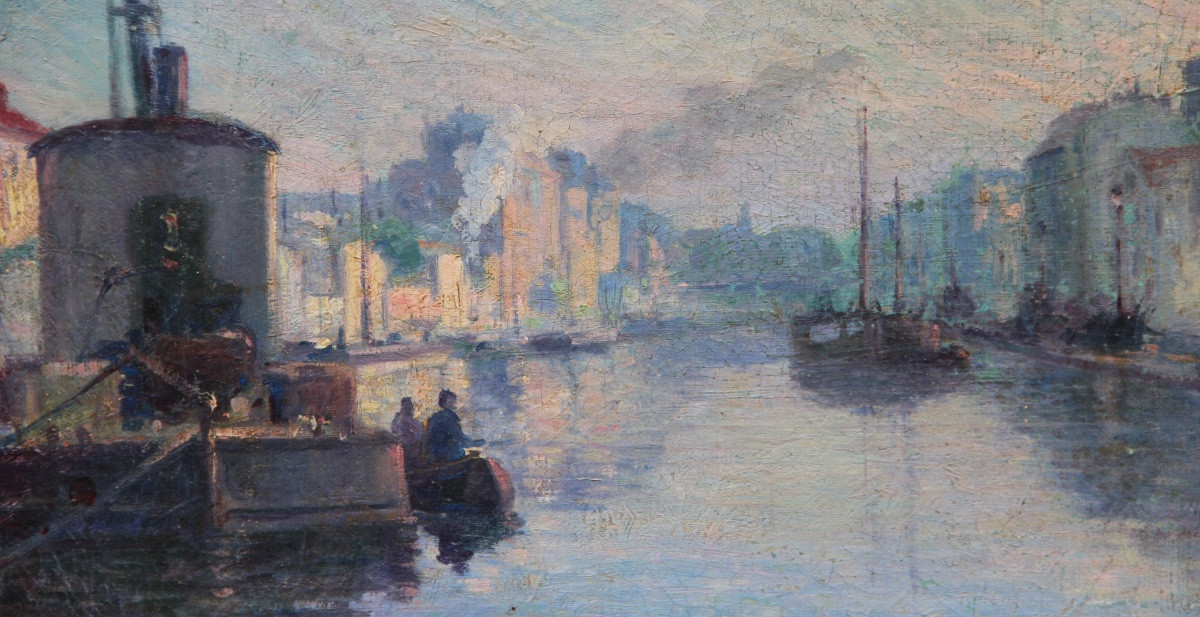 Tableau POINTILLISTE signé-photo-2