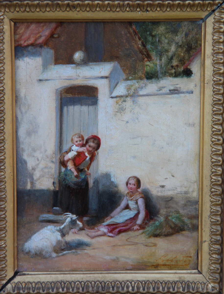 La Jeune Maman par Charles Auguste LOBBEDEZ (1825-1882)-photo-3