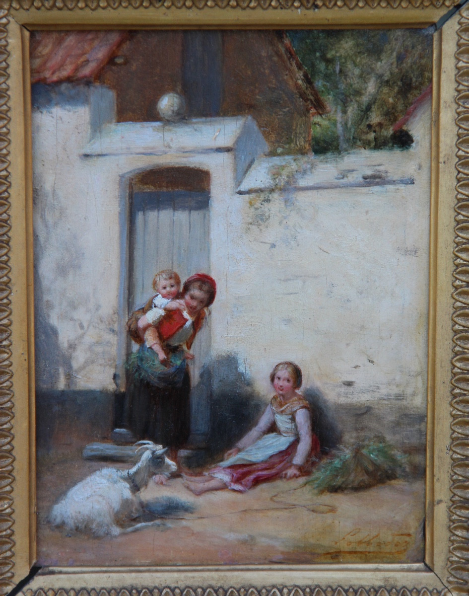 La Jeune Maman par Charles Auguste LOBBEDEZ (1825-1882)