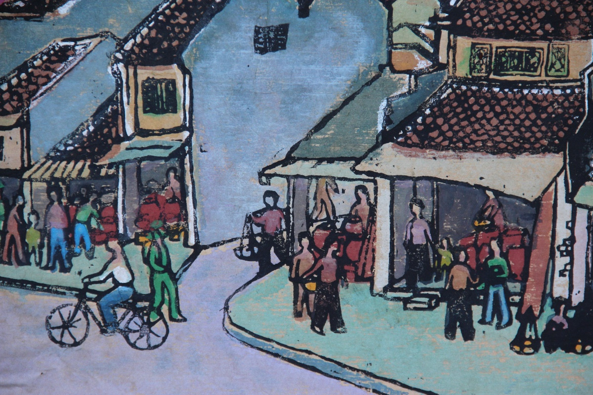 VIETNAM : La rue animée par PHAM VAN DON (1917-2000)-photo-4