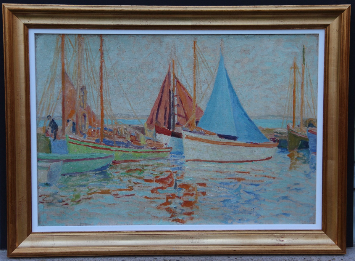 Sails At Le Pouliguen By Auguste-michel Colle (1872-1949)-photo-2
